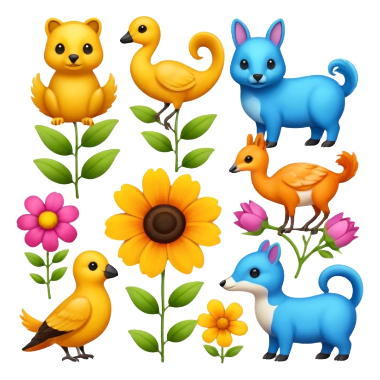 аnimals and flowers sticker