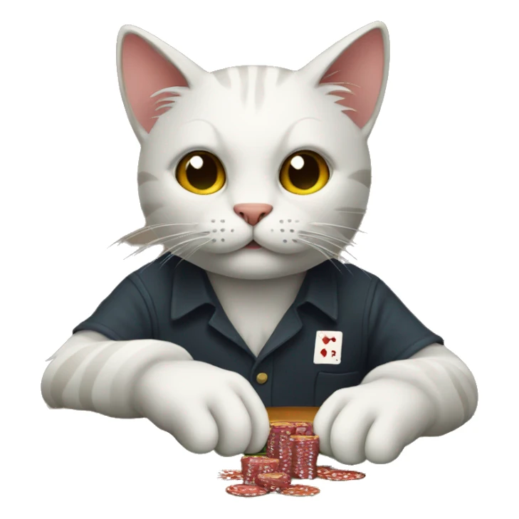 Cat playing poker sticker