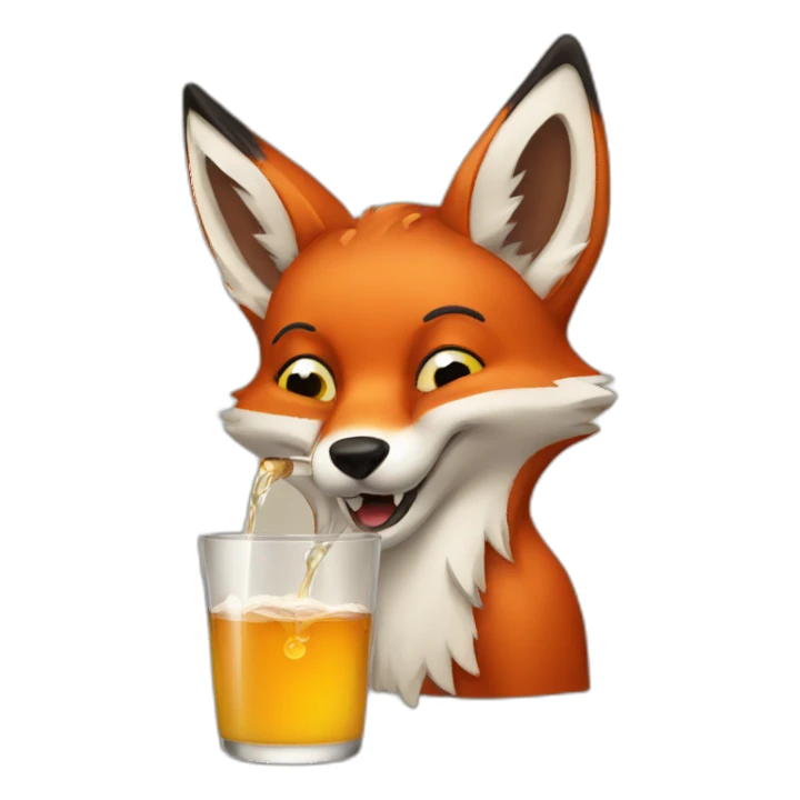Drunk fox drinking sticker