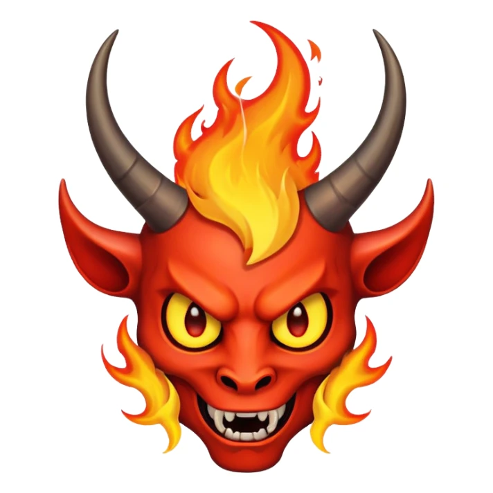 devil horn on fire logo sticker