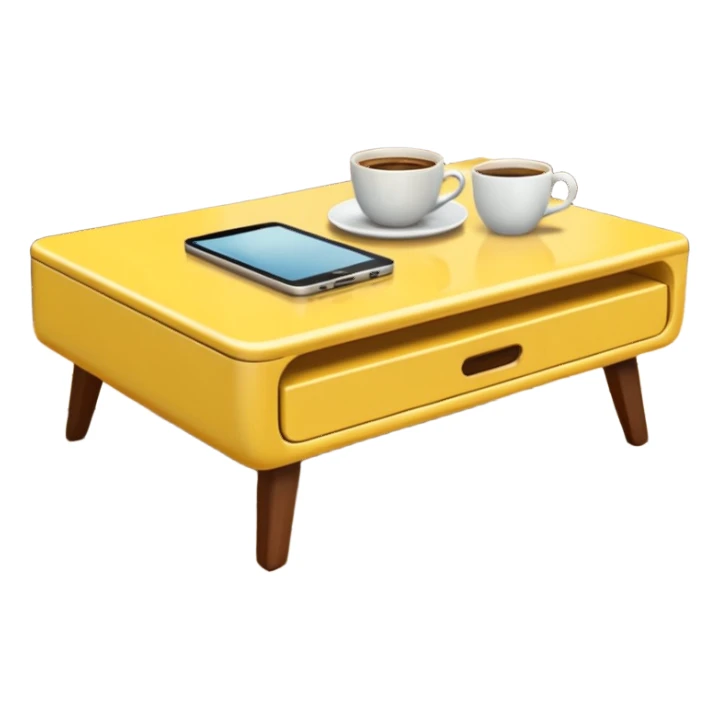 yellow coffe table, coffee on top
 sticker