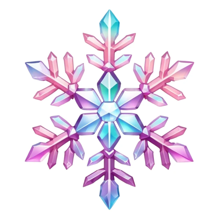 Gradient iridescent Pastel Pink crystal gemstone snowflake  sticker