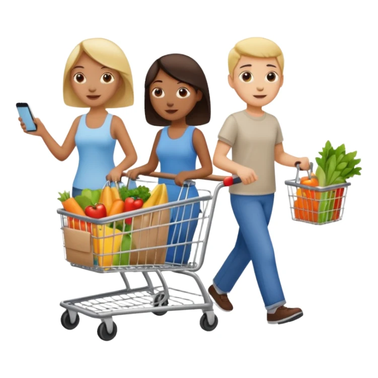 people with shopping cart sticker