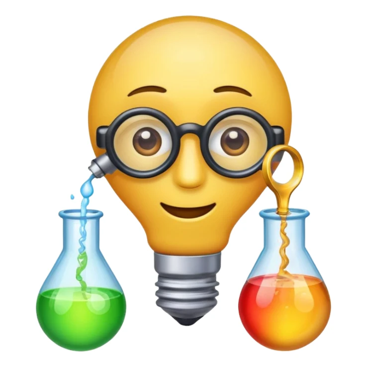 emoji representing 'experimentar' with visual elements of testing, discovery, exploration sticker