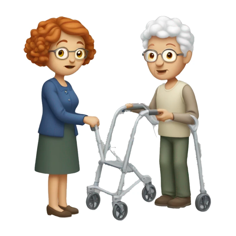 Redheaded grandma with walker sticker
