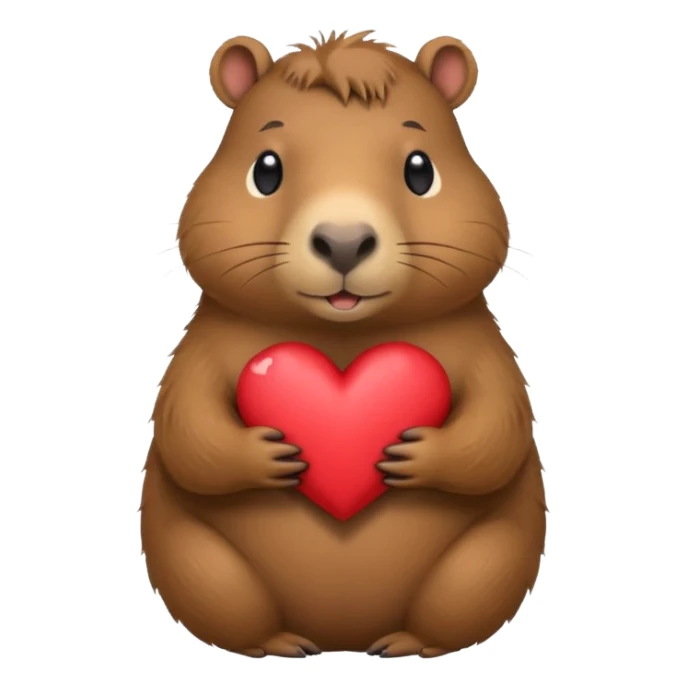 Capybara holding a heart sticker
