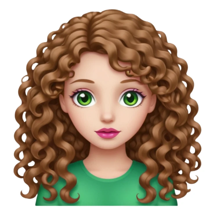 بنت بيضا شوي شعرا ل طويل ولا قصير عيونا خضر شفايفه زكريات شعرا فيو لفات كيرلي و لونو بني فاتح sticker