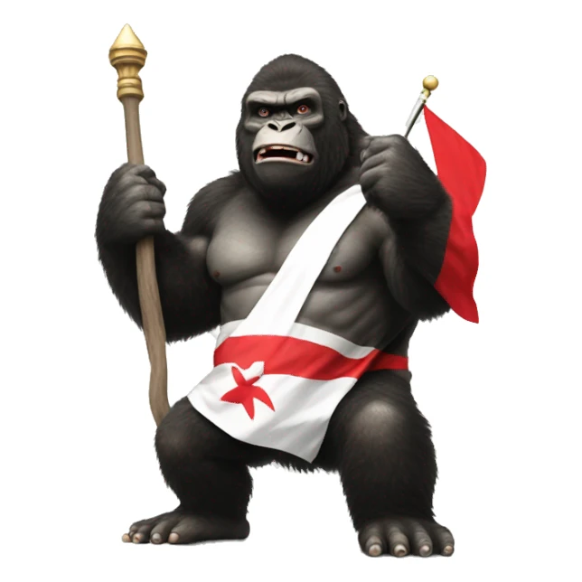 king kong holding japan flag sticker