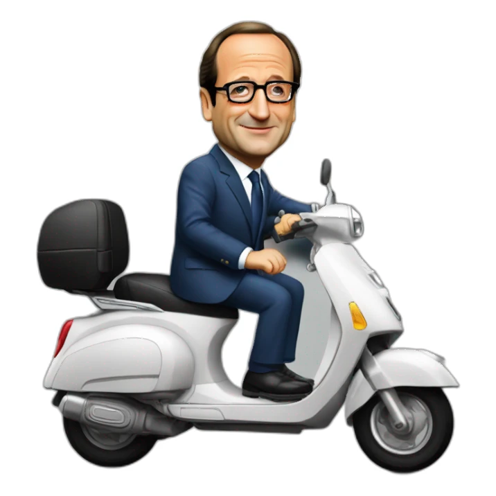 françois hollande sur un scooter sticker