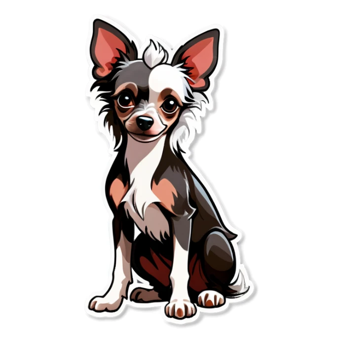 Chinese crested puppy sticker