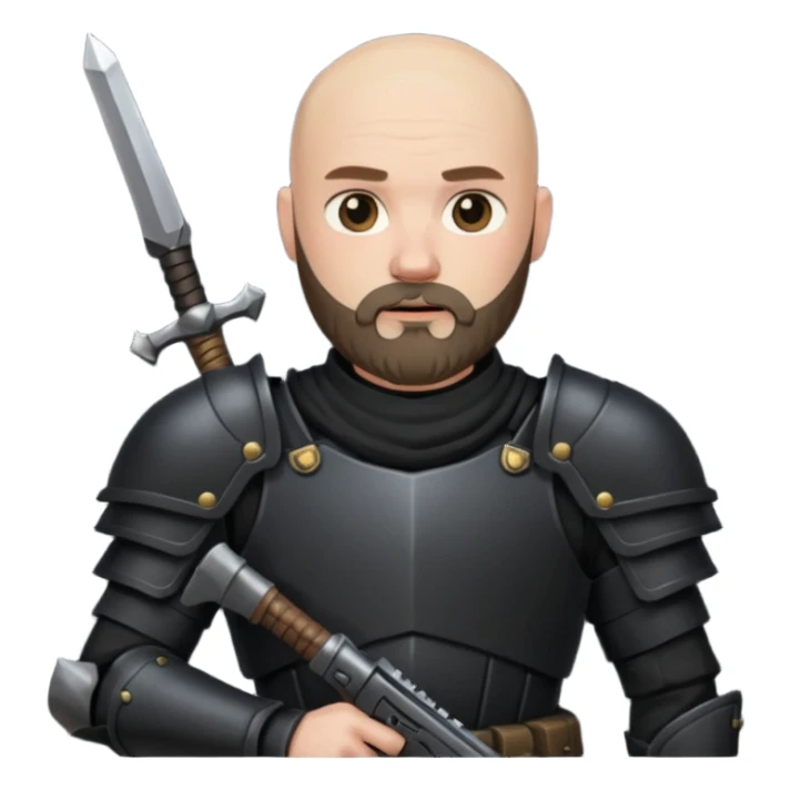 bald bearded  armed guards black armour sticker