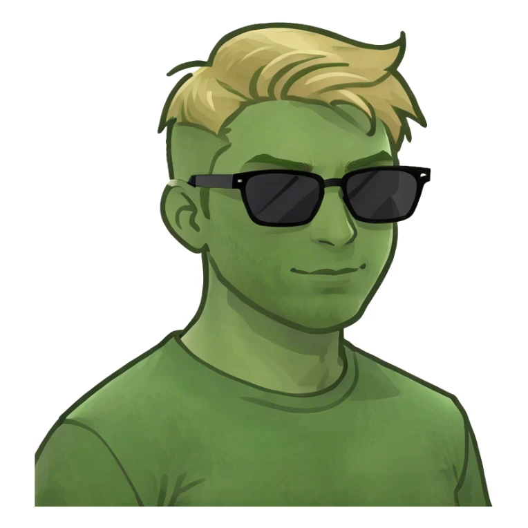 Blonde guy with greenish blur eyes sticker