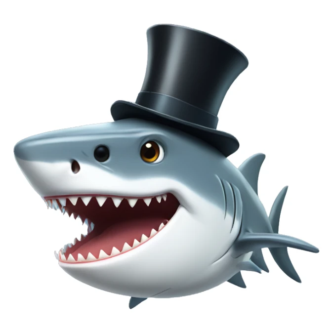 Shark with a top hat sticker