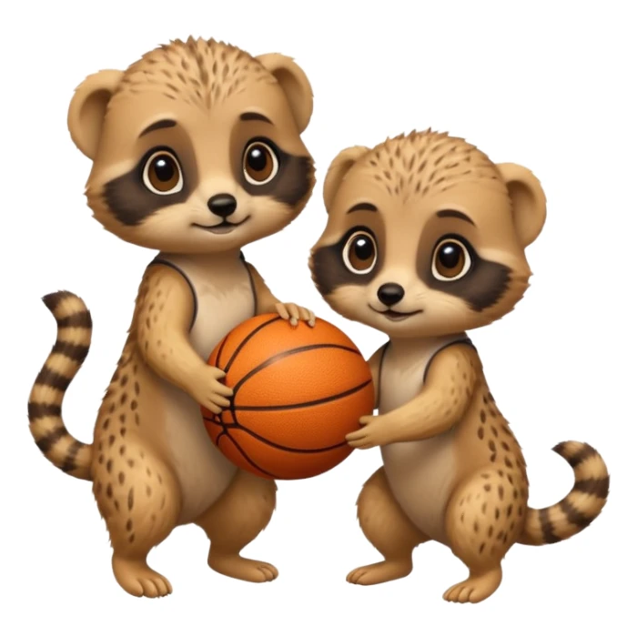 Baby meerkats playing basktball sticker