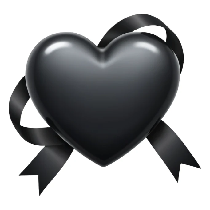 black heart with black ribbon sticker