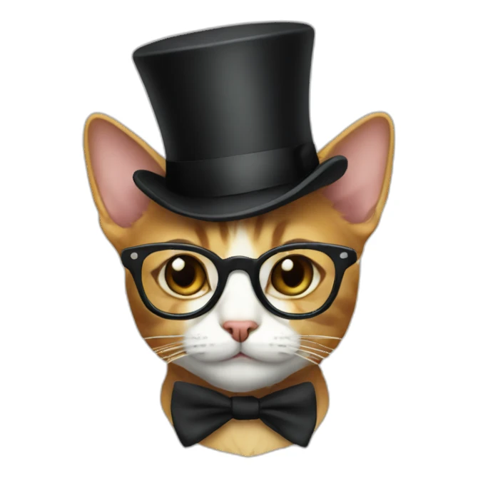 Cat with glasses and top hat sticker