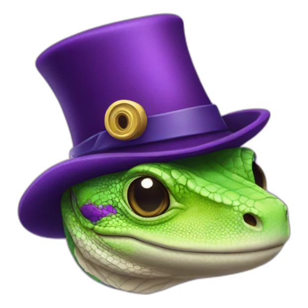 lizard with purple hat with monocle in star shape sticker