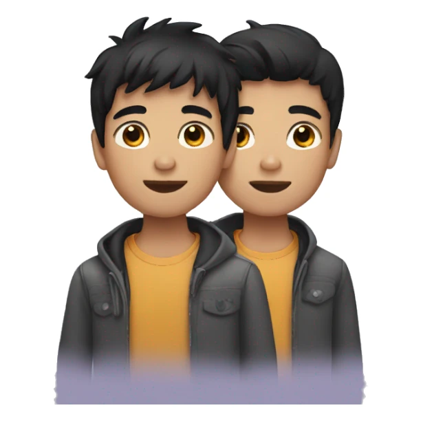 two boys with black hair sticker