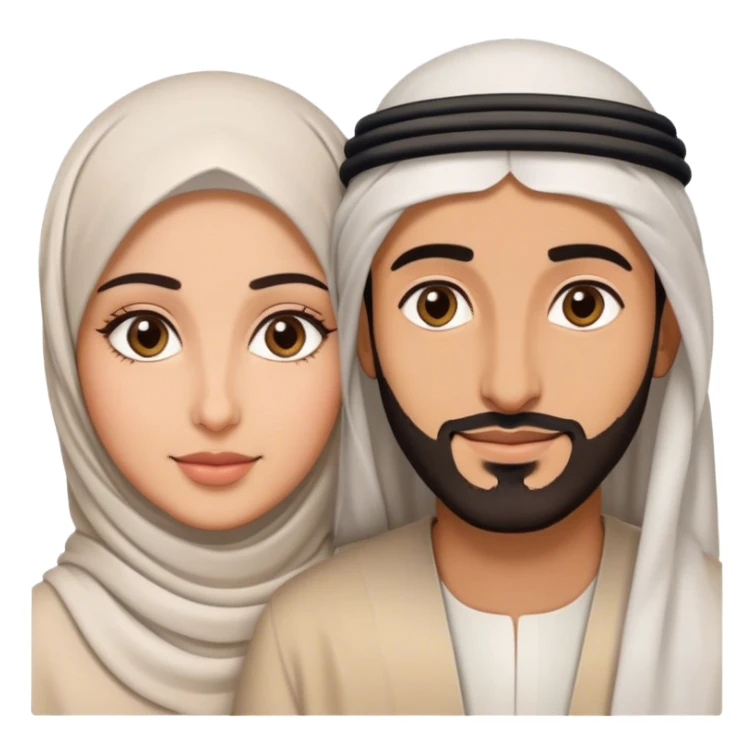 Arab feature couple with soft life aesthetic without scarf  sticker