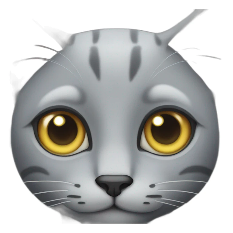 Grey cat with left-blind-eye sticker