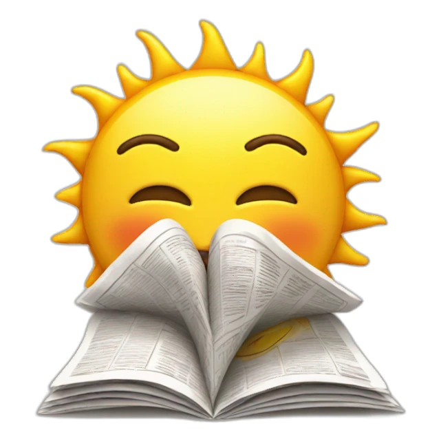 A sun reading newspaper sticker