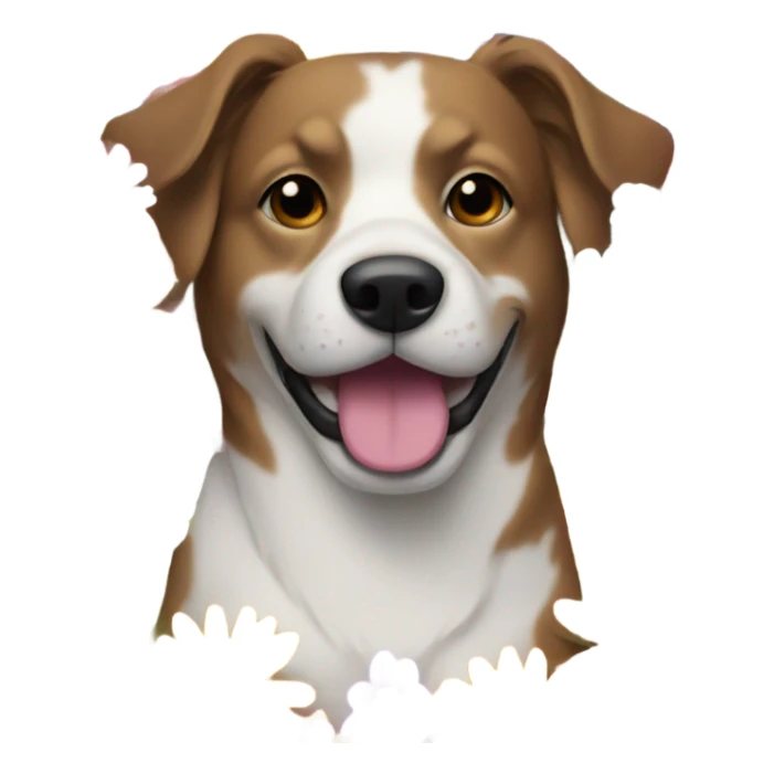 Dog with flowers sticker
