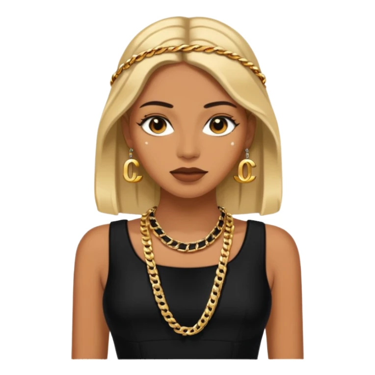 chanel black dress with gold chains sticker