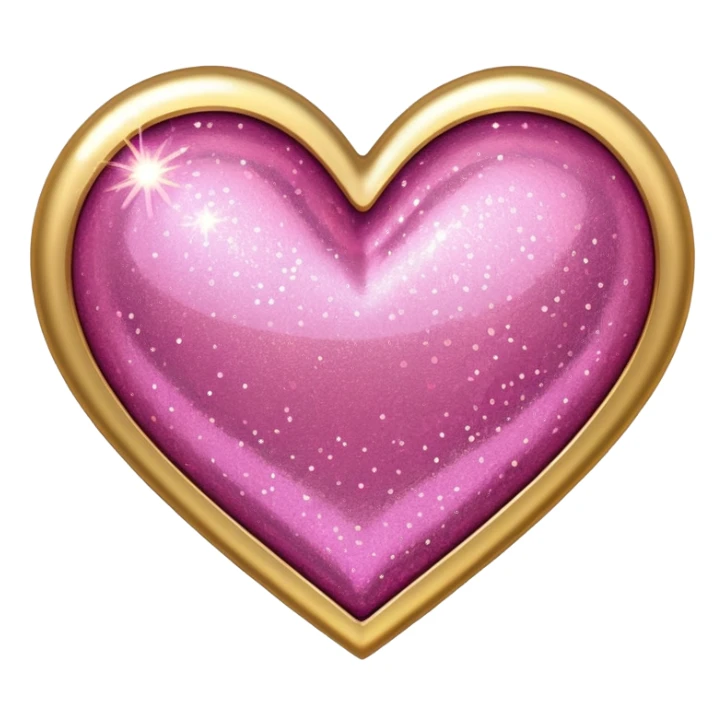 Gold heart with pink glitter  sticker