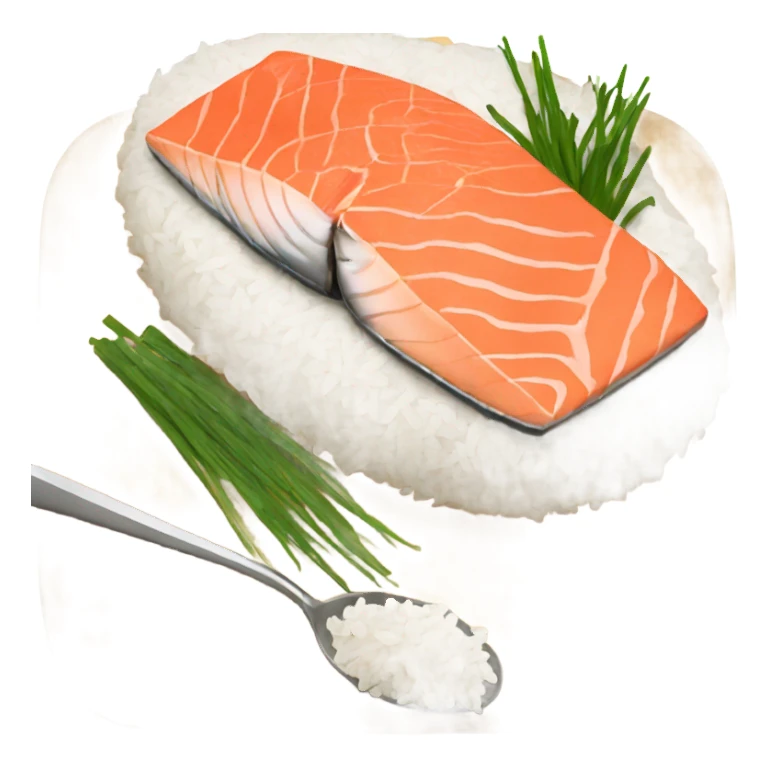 eating salmon with rice sticker