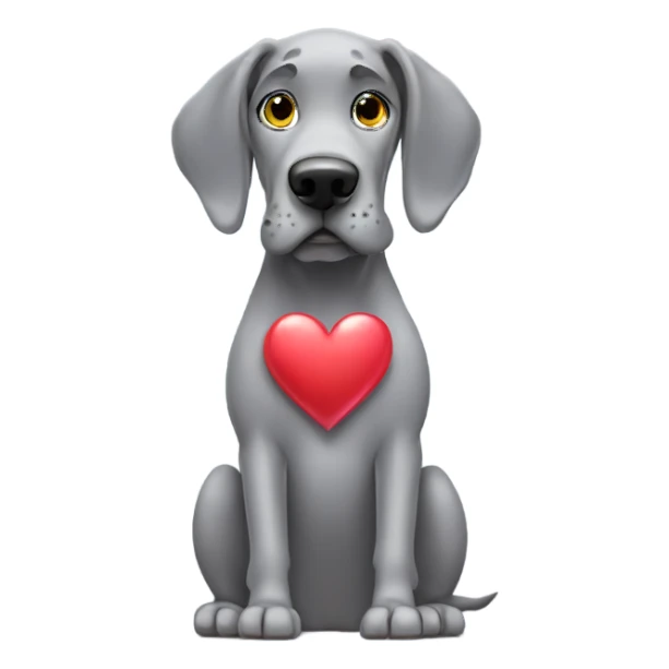 Grey great dane with heart sticker