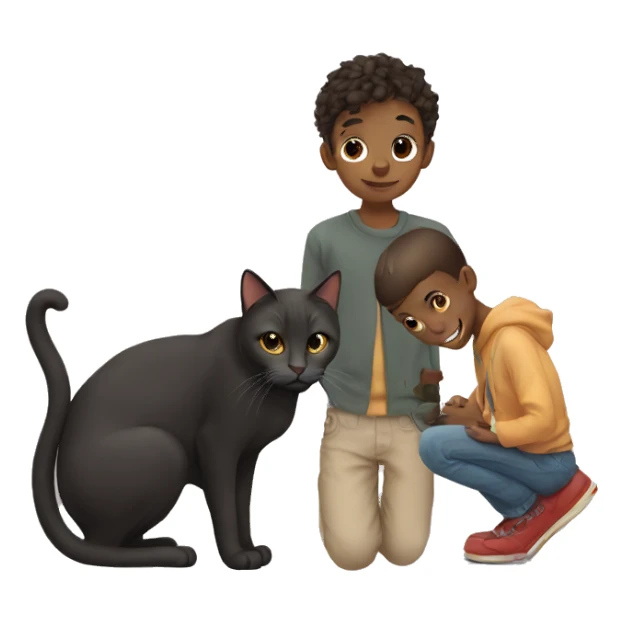 CAT WITH BOY sticker
