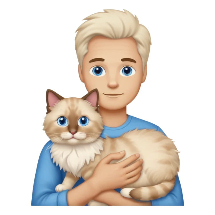A man holding a ragdoll cat sticker