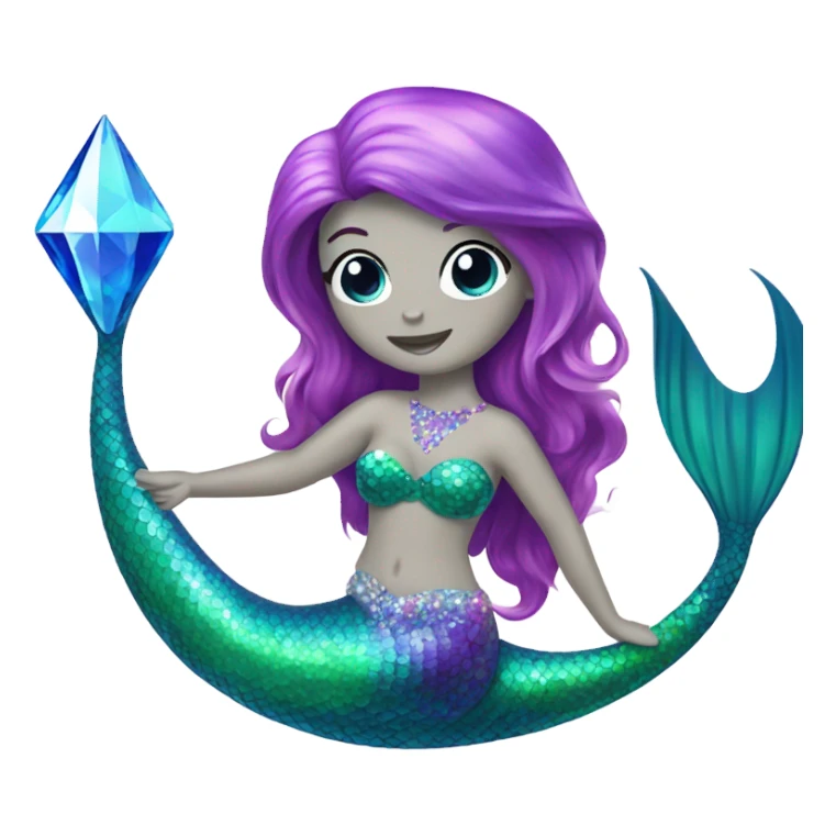 Mermaid with crystal tail sticker