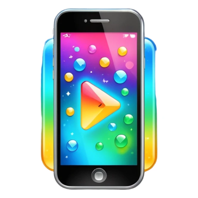 smartphone with a play button and sparkles sticker