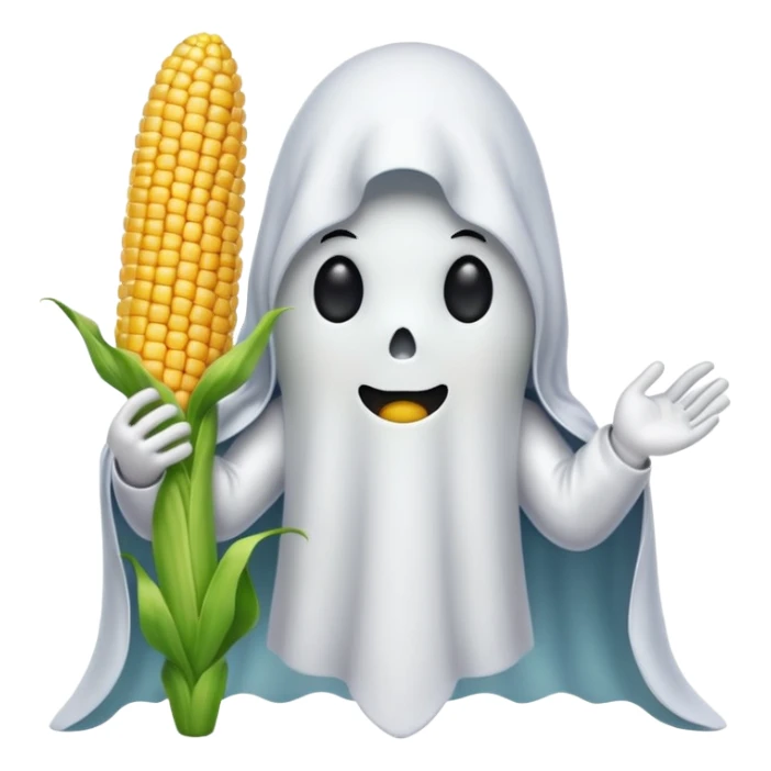 Corn on cob wearing ghost costume  sticker