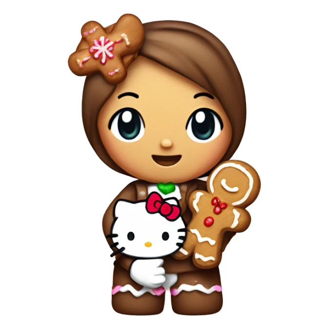 Hello kitty holding a gingerbread man sticker