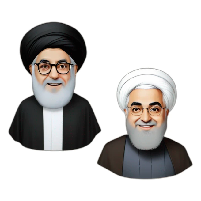 Hassan Rouhani with Shah Kalid sticker
