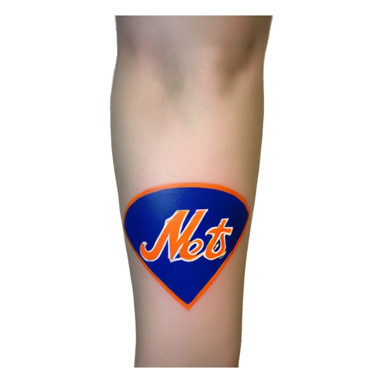 NY Mets logo tattooed on arm sticker