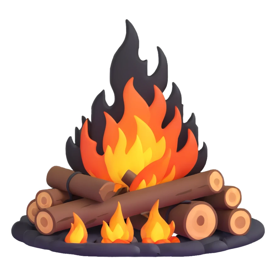 campfire with logs and flames sticker