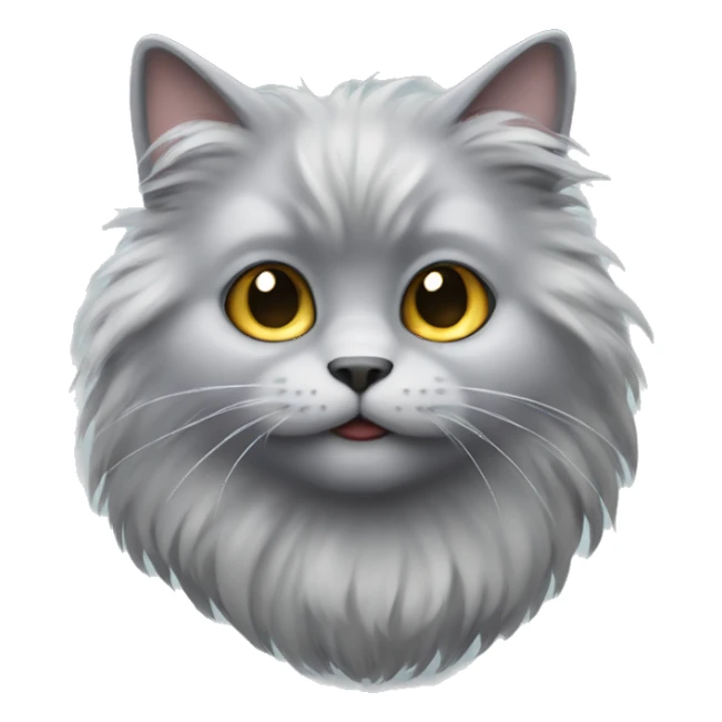 very fluffy gray cat sticker