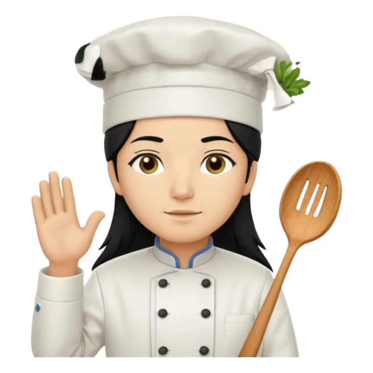 Chef pelinegra pelo largo y liso sticker