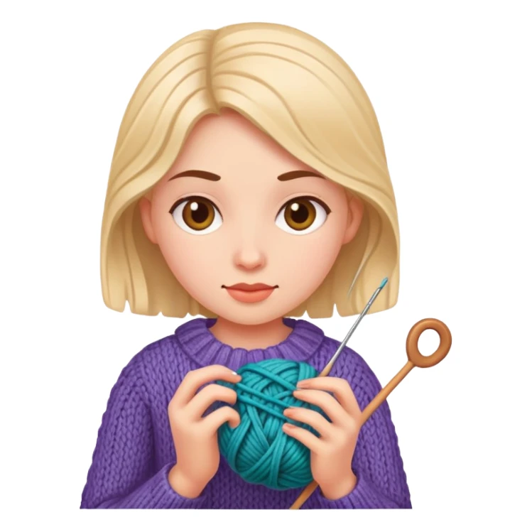 Girl knitting sticker