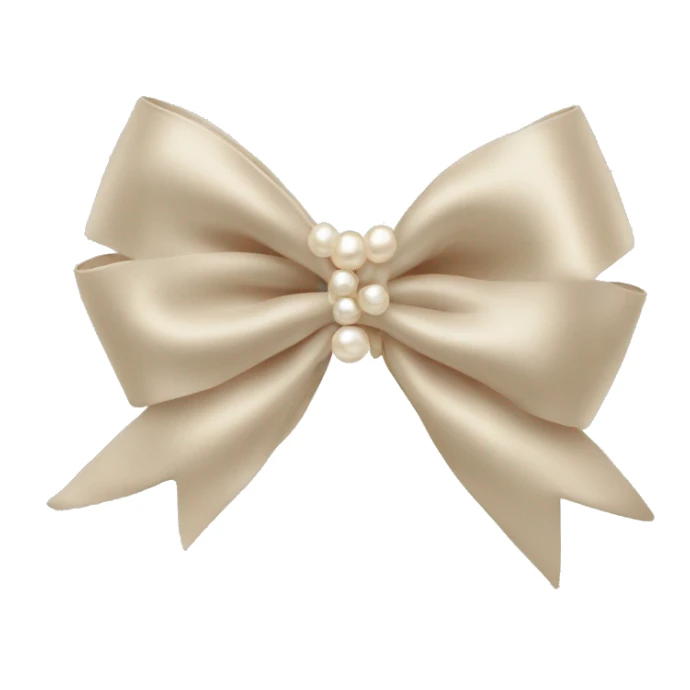 beige silk bow with pearls stud sticker