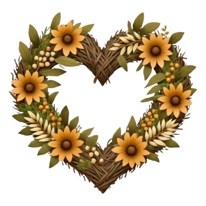 nature wreath heart, boho  sticker