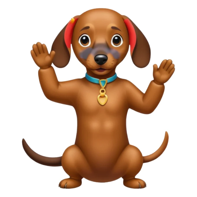 Create a dachshund doing a dab move sticker