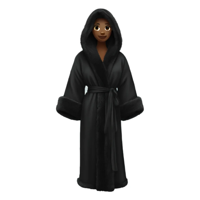black silk robe with black fur sticker