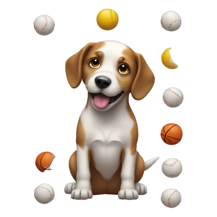 Dog playing with balls sticker