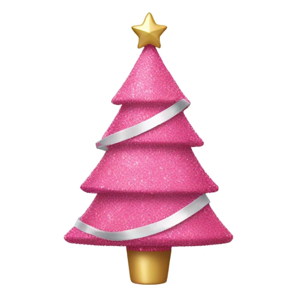 Pink glitter Christmas tree with white ribbons  sticker