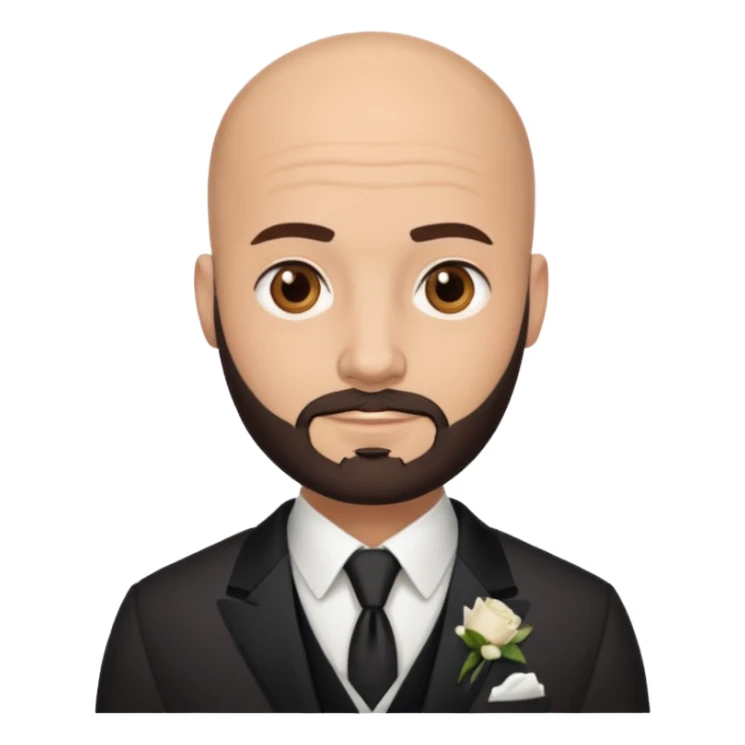 bald headed brown eyes groom with dark beard sticker