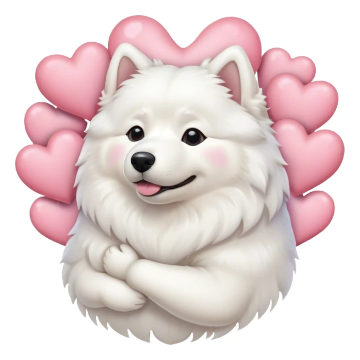samoyed hug with pastel hearts sticker
